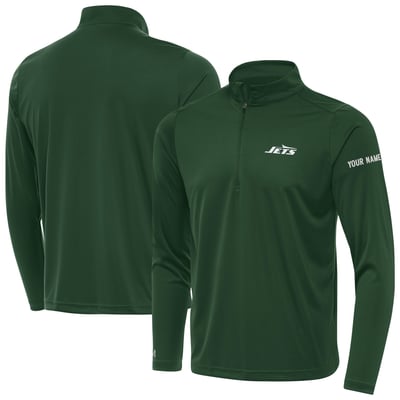 New York Jets Antigua  Personalized Tribute Quarter-Zip Pullover - Green