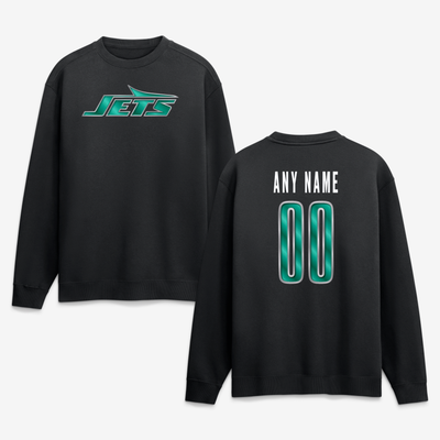 New York Jets  Metallic Mascot Personalized Name & Number Sweatshirt - Black