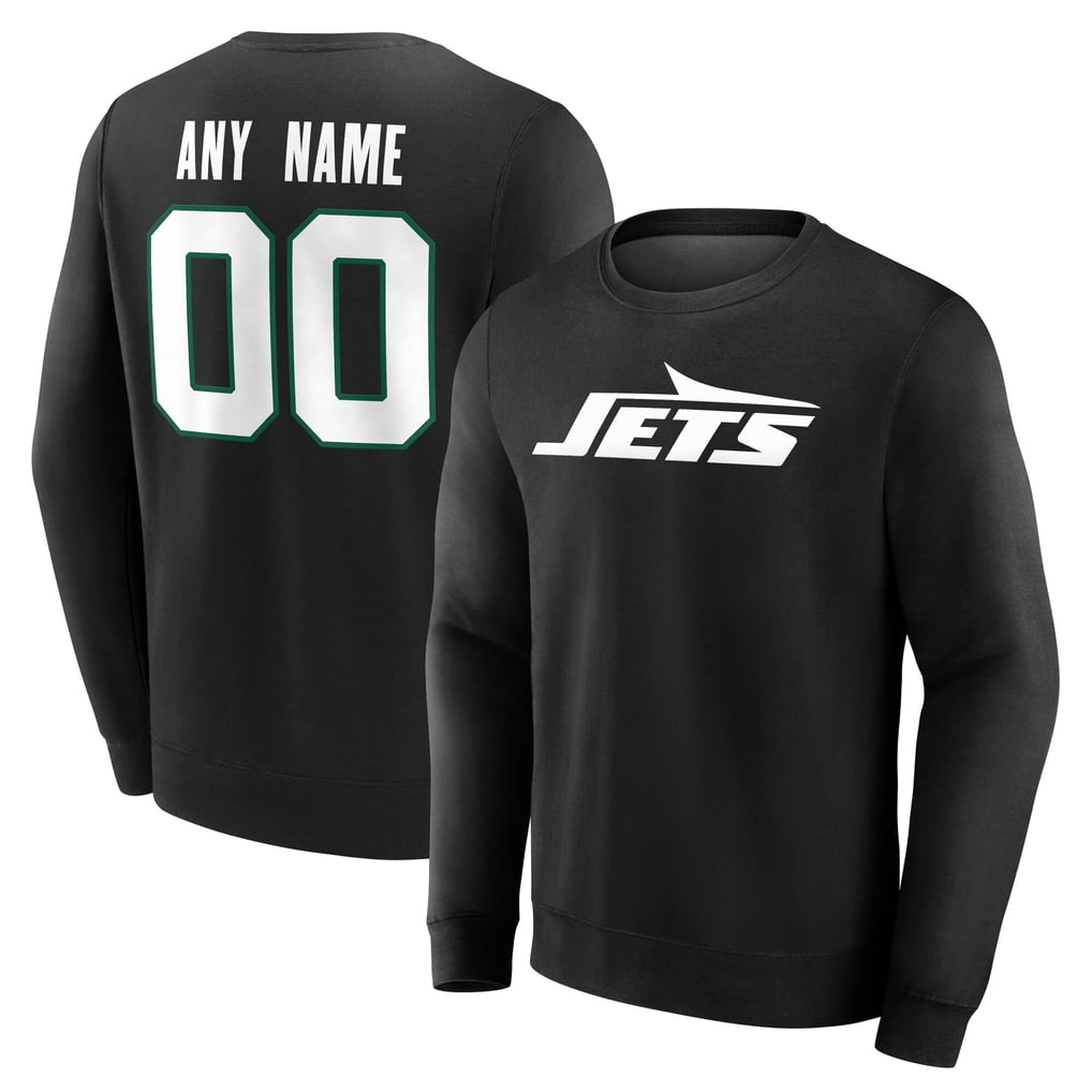 New York Jets Team Authentic Personalized Name & Number Sweatshirt - Black