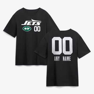 New York Jets  Touchdown Wordmark Personalized Name & Number T-Shirt - Black