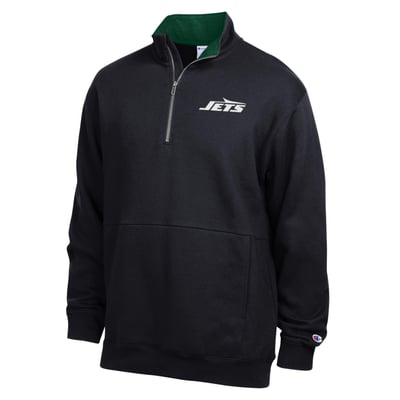  New York Jets Champion Fleece Quarter-Zip Pullover -  Black/Green