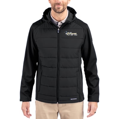New York Jets Cutter & Buck Throwback Evoke Hybrid Eco Softshell Recycled Full-Zip Hoodie Jacket - Black