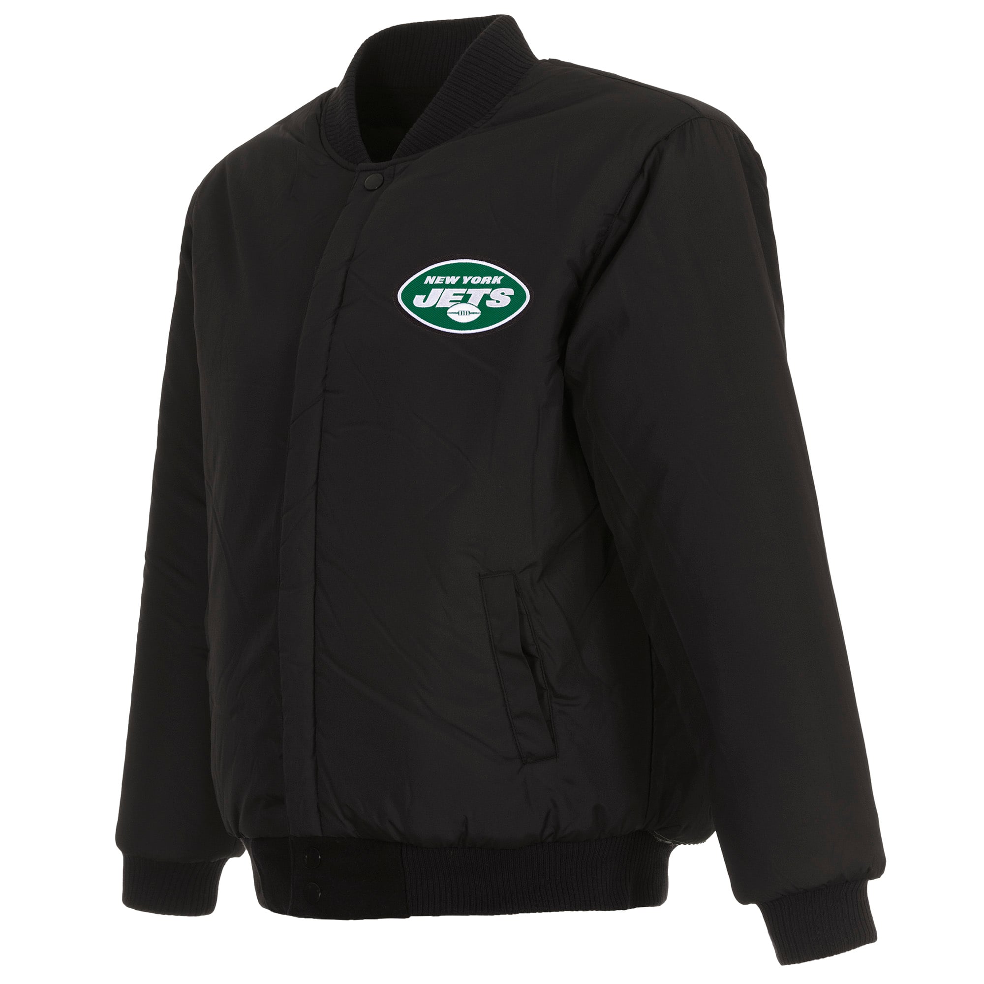 Men's New York Jets JH Design Black Reversible Full-Snap Jacket
