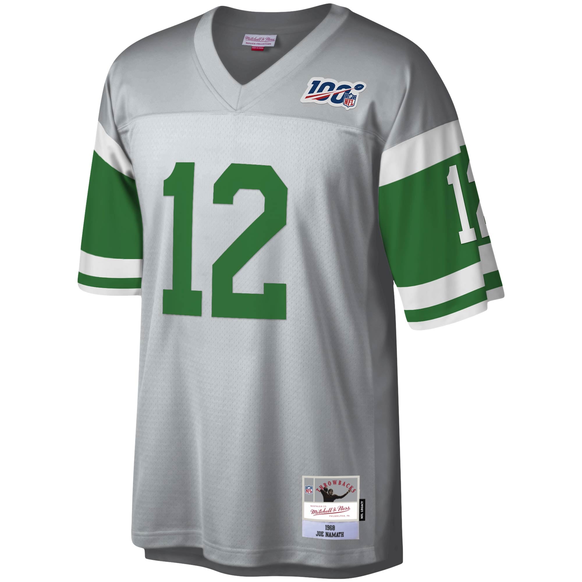 Men's Mitchell & Ness Joe Namath Platinum New York Jets NFL 100