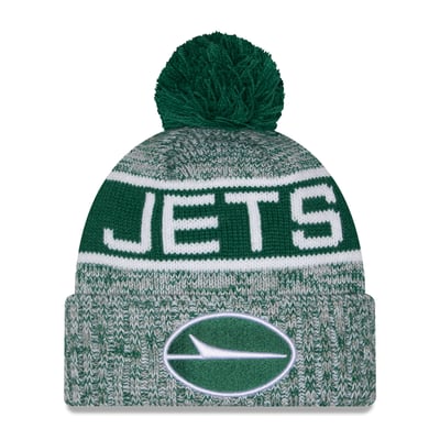New York Jets New Era Marled Cuffed Knit Hat with Pom - Green