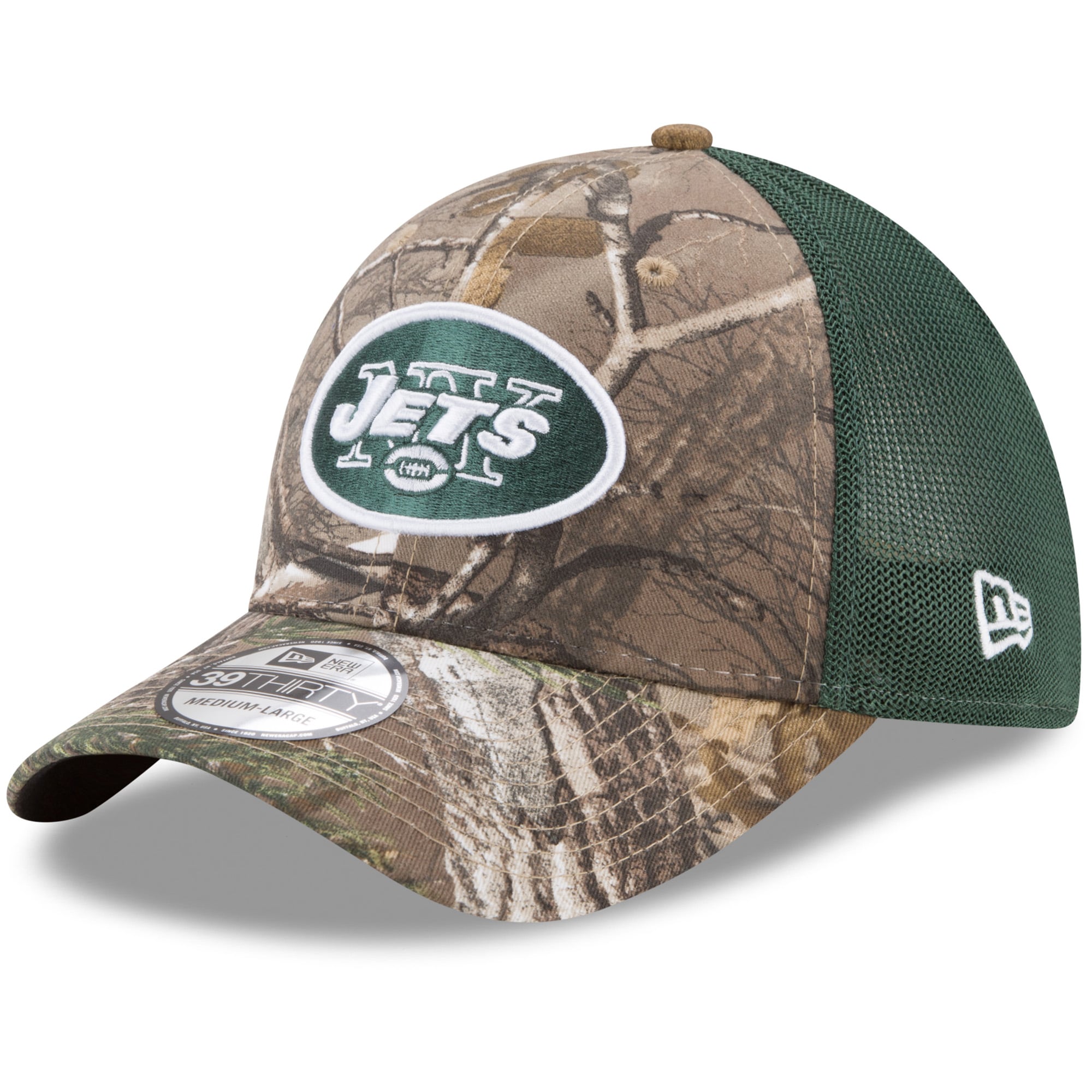 Men's New Era Realtree Camo/Green New York Jets Trucker 39THIRTY