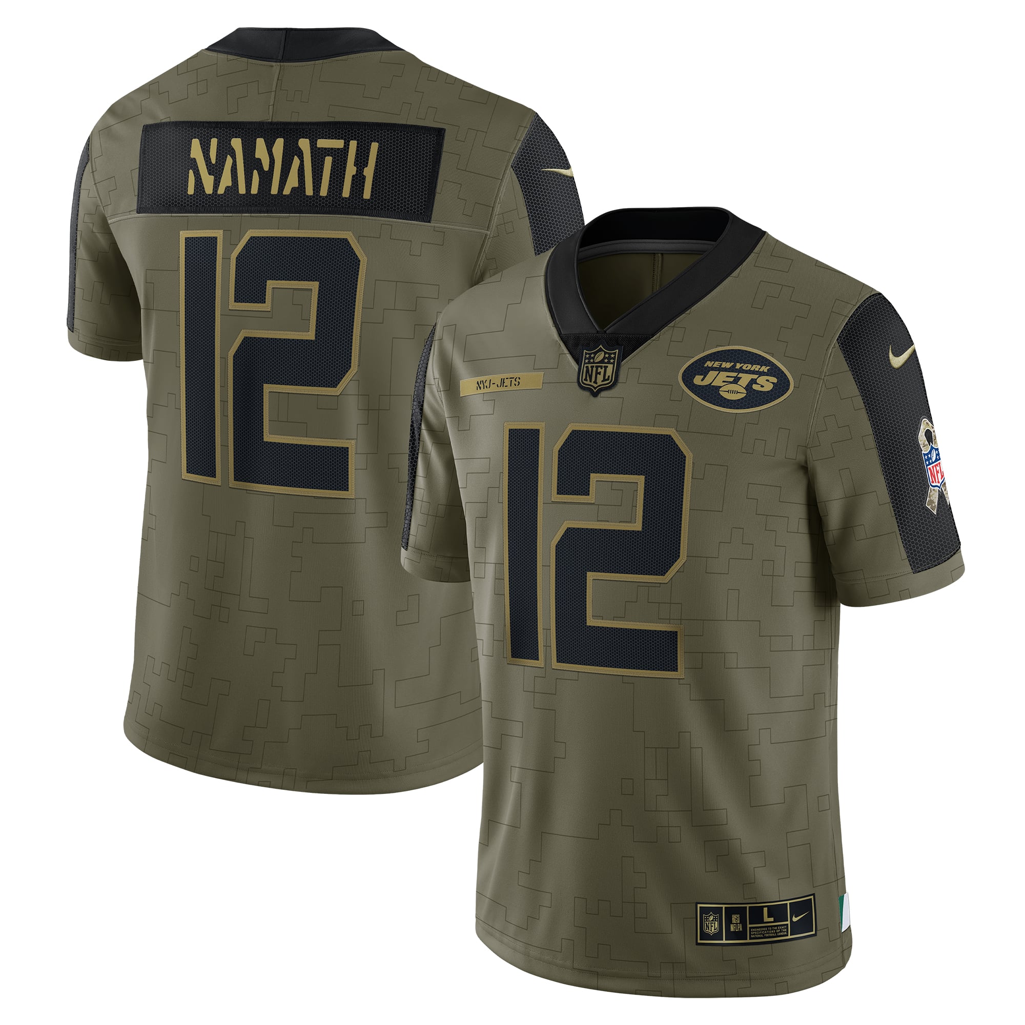 Men's Nike Joe Namath Olive New York Jets Salute To Service