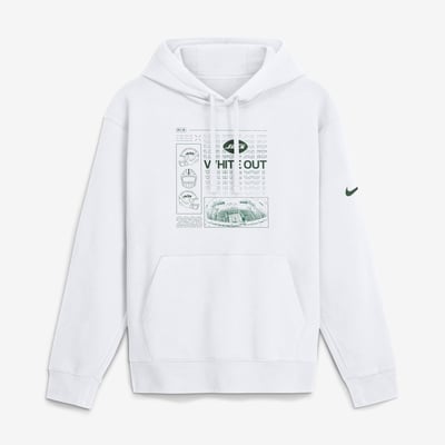  New York Jets Nike White Out Club Fleece Hoodie - White