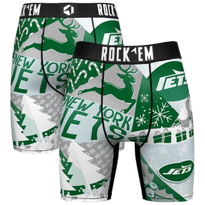 New York Jets Rock Em Socks Holiday Tacky Remix Boxer Briefs - Green