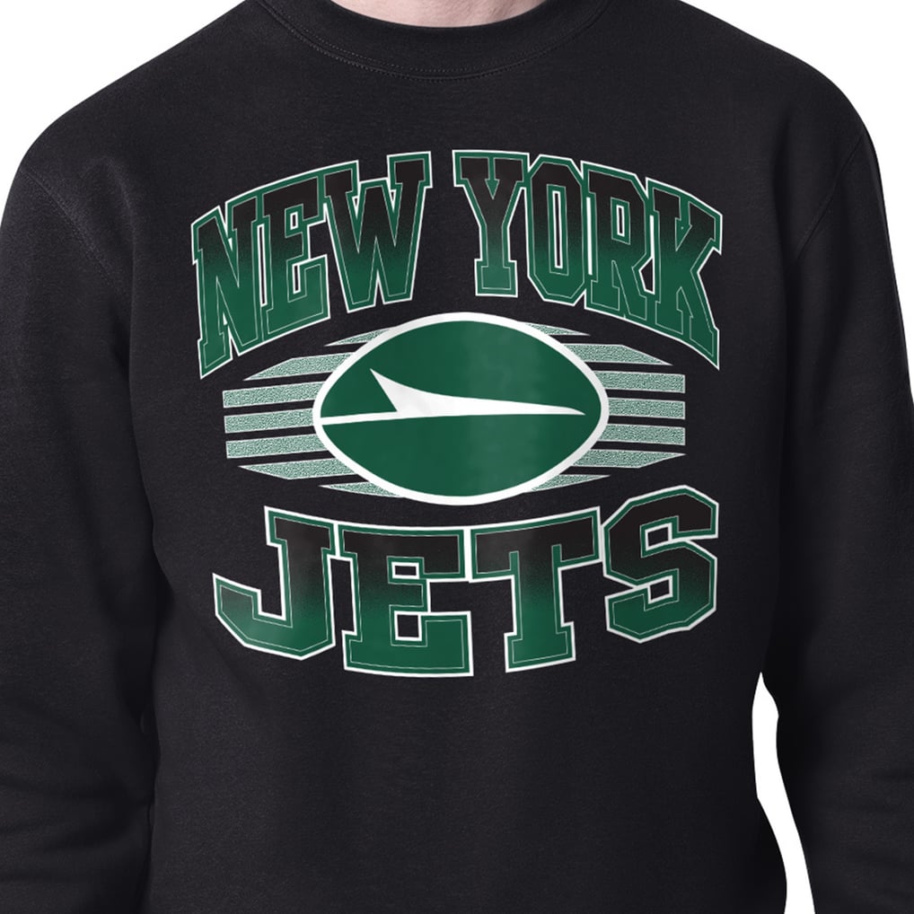 New York Jets Starter Team Grit Graphic Fleece Pullover Sweatshirt - Black