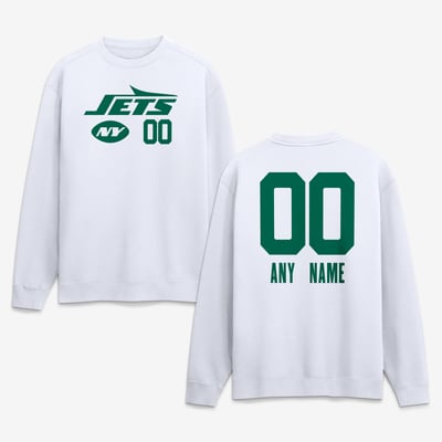 New York Jets  Touchdown Wordmark Personalized Name & Number Sweatshirt - White