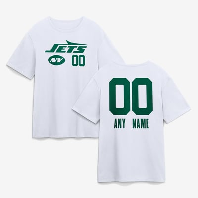 New York Jets  Touchdown Wordmark Personalized Name & Number T-Shirt - White