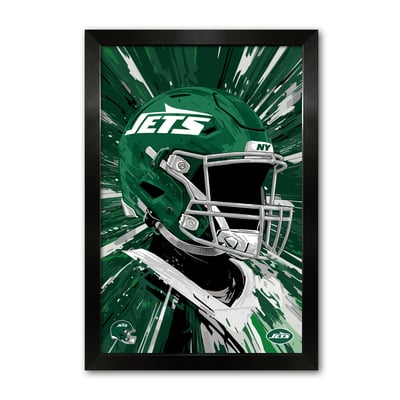 New York Jets 14" x 20" Framed Football Helmet Hyper Speed Art Print