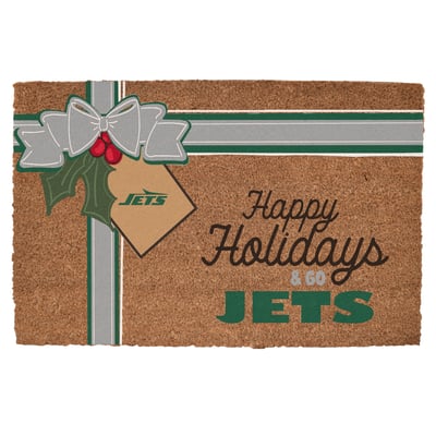 New York Jets 20" x 30" Holiday Gift Wrap Coir Door Mat
