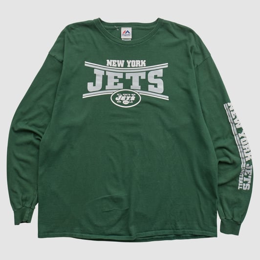 New York Jets Majestic 2010s Long Sleeve T-shirt - Green - XL by Fanatics Real Vintage