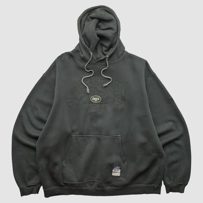 New York Jets Reebok 2000s Hooded Pullover Sweatshirt - Black - XL by Fanatics Real Vintage