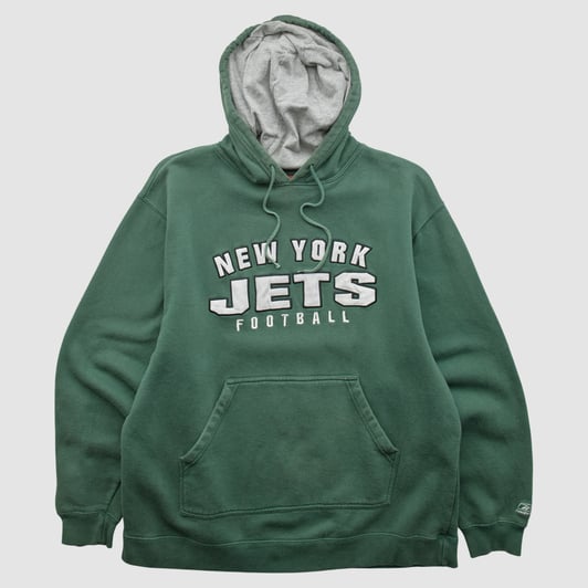 New York Jets Reebok 2000s Hooded Pullover Sweatshirt - Green - M by Fanatics Real Vintage