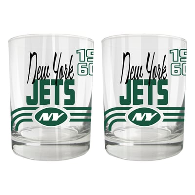 New York Jets Two-Piece 12oz. Heritage Rocks Glass Set
