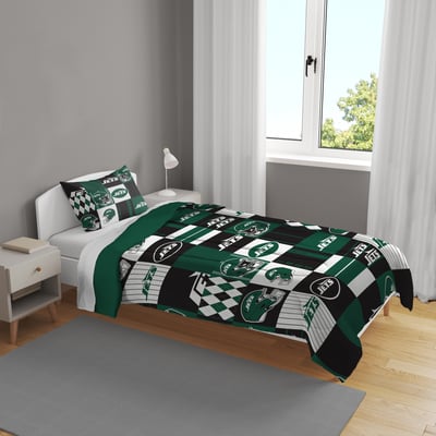 New York Jets Pegasus Patchwork Plaid Two-Piece Twin/Twin XL Bed in a Bag Set