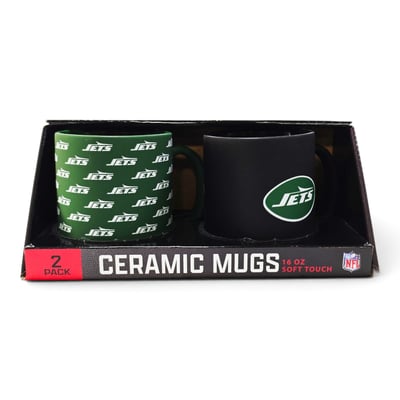 New York Jets Pegasus Two-Piece 16oz. Home & Away Soft Touch Ceramic Mug Set