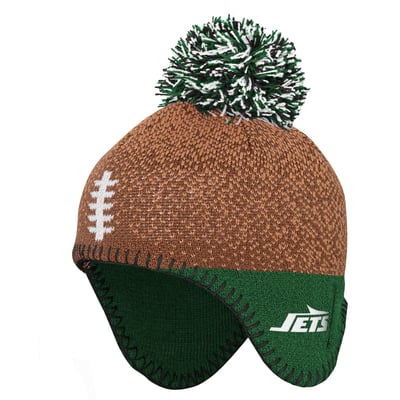 New York Jets Outerstuff Preschool Football Head Knit Hat - Brown