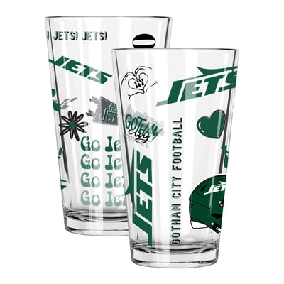 New York Jets The Memory Company 2-Pack 16oz. Pint Glass Loco Design Set