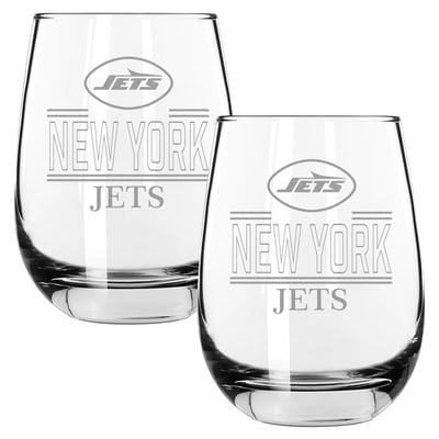 New York Jets The Memory Company Two-Piece 15oz. Classic Crew Stemless Wine Glass Set