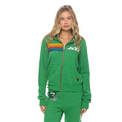 New York Jets Aviator Nation Unisex Tri-Blend Full-Zip Hoodie - Green
