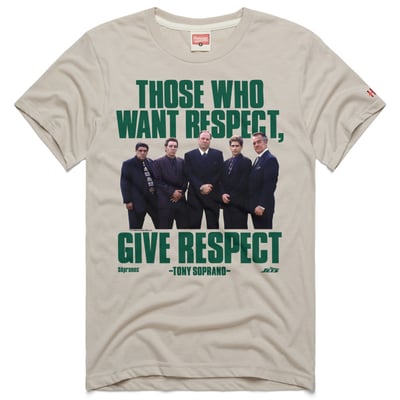 New York Jets x The Sopranos Homage Unisex Give Respect Tri-Blend T-Shirt - Stone
