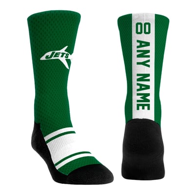  New York Jets Rock Em Unisex Throwback Jersey Custom Crew Socks - Kelly Green