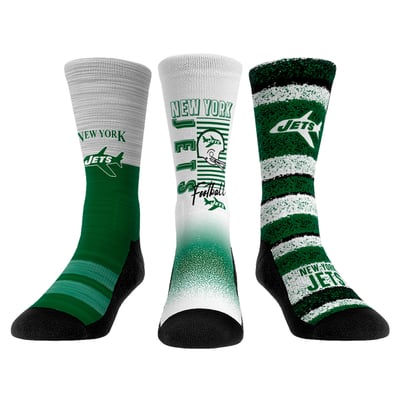 New York Jets Rock Em Unisex Throwback Three-Pack Crew Sock Set - 