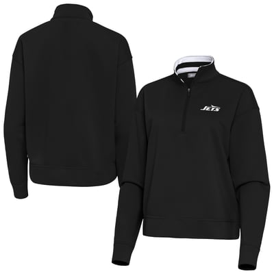 New York Jets Antigua Women's Goddess Quarter-Zip Pullover - Black