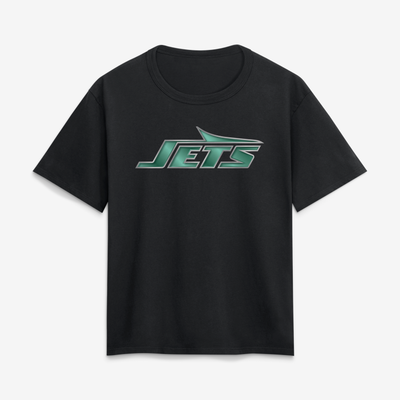 New York Jets Women's Metallic Mascot T-Shirt - Black