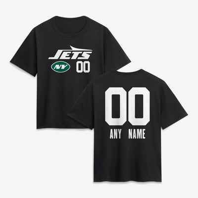 New York Jets Women's Touchdown Wordmark Personalized Name & Number T-Shirt - Black