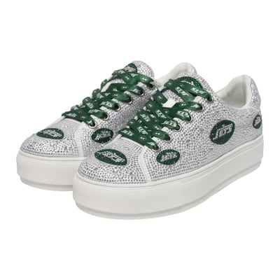  New York Jets FABGATING by Cuce Women's Crystal Team Logo Sneakers - White