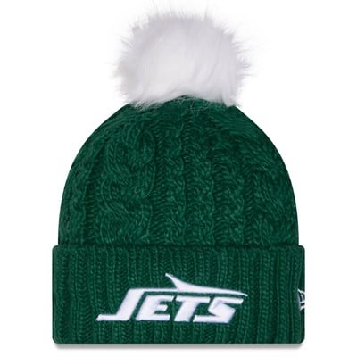 New York Jets New Era Women's Single Knit Hat with Pom - Green