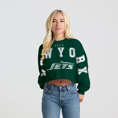 New York Jets Spirit Jersey Women's Cropped Long Sleeve T-Shirt - Green