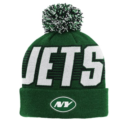 New York Jets Outerstuff Youth Cuffed Knit Hat with Pom - Green