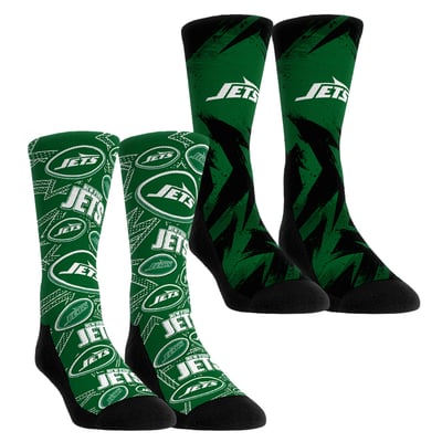  New York Jets Rock Em Youth Game Day Two-Pack Crew Sock Set - Green