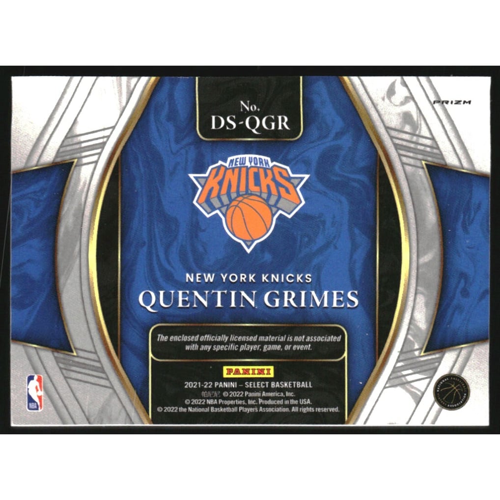 2021-22 Select Draft Selections Memorabilia #7 Quentin Grimes