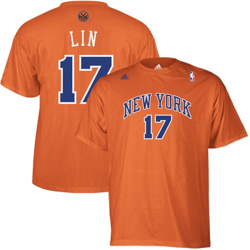 adidas Jeremy Lin New York Knicks Name & Number T-Shirt - Orange