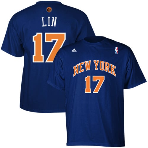 adidas Jeremy Lin New York Knicks Name & Number T-Shirt - Royal Blue