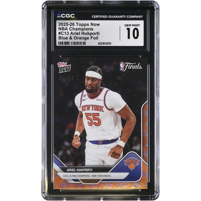 Ariel Hukporti New York Knicks 2025-26 Topps Now Blue & Orange Foil #C13 #/73 CGC Authenticated GEM MINT 10 Card