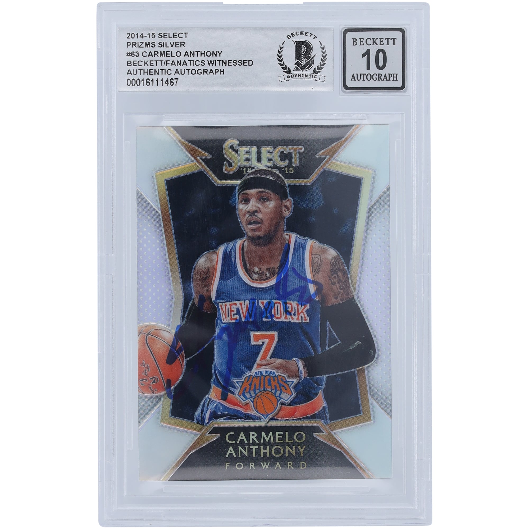 Carte Panini Titanium #23/279 Signée Carmelo Anthony (Knicks) 2013-14 - Authentifiée