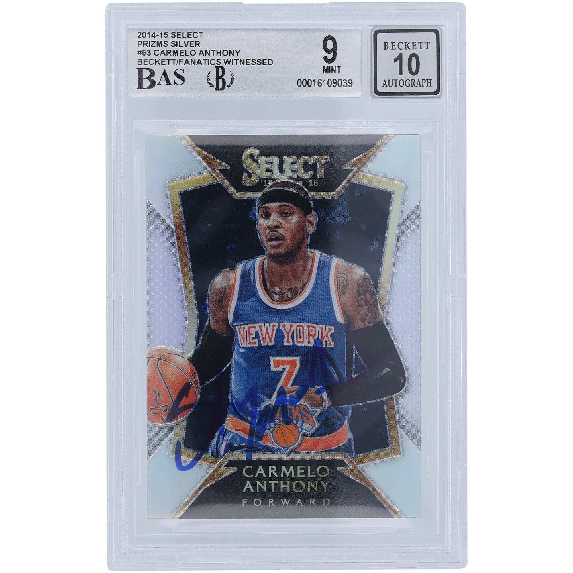 Carmelo Anthony New York Knicks Autographed 2014-15 Panini Select 