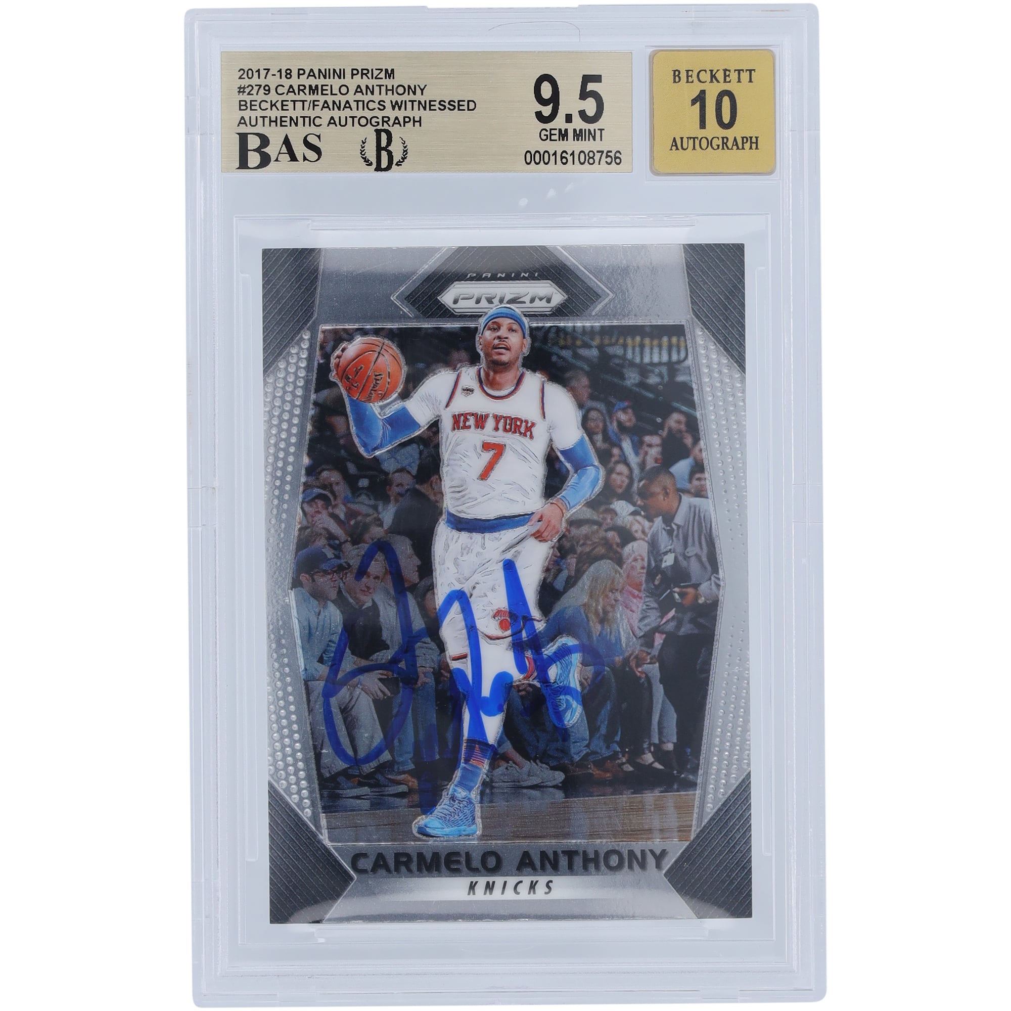 Carmelo Anthony New York Knicks Autographed 2017-18 Panini Prizm 