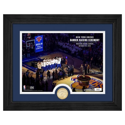 New York Knicks Highland Mint Limited Edition 2026 NBA Champions Banner Raising Ceremony 13" x 16" Bronze Coin Photo Mint