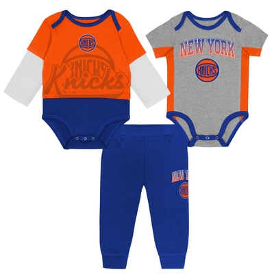 New York Knicks Outerstuff Infant Rim Protectors Three-Piece Bodysuit & Pants Set