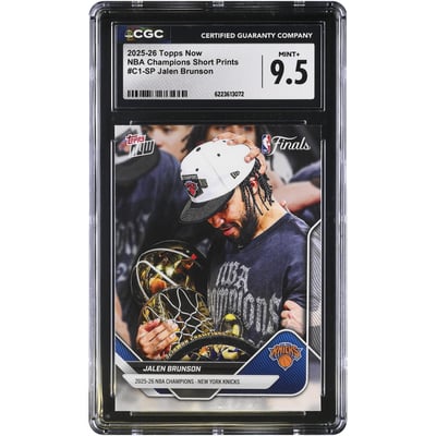 Jalen Brunson New York Knicks 2025-26 Topps Now NBA Champions Short Prints #C1-SP CGC Authenticated MINT+ 9.5 Card