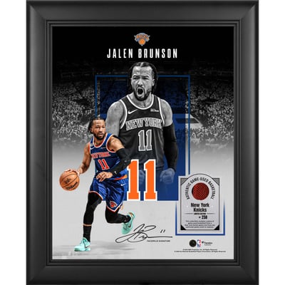 Jalen Brunson New York Knicks Facsimile Signature Fanatics Authentic Framed 11" x 14" Showcase Collage with a Piece of Game-Used Basketball - Limited Edition of 250